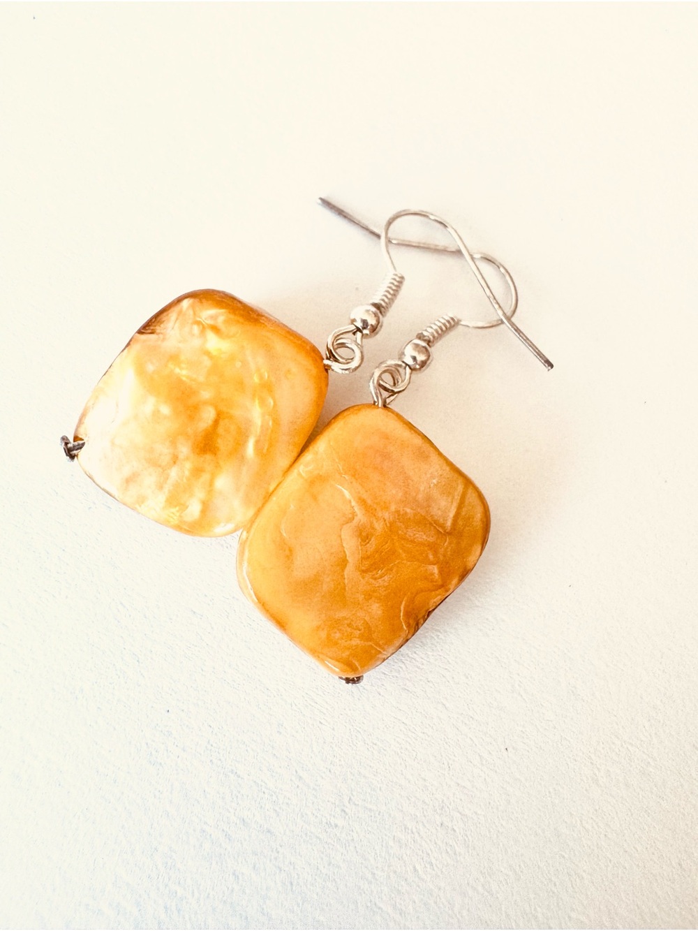 Mother of Pearl Earrings - Women Jewelry - light papaya orange 🍊